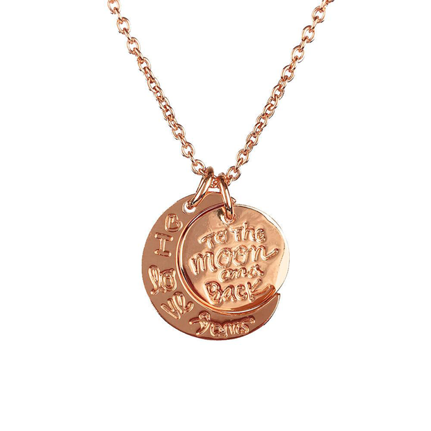 I Love You To The Moon And Back Necklace - Rose Gold