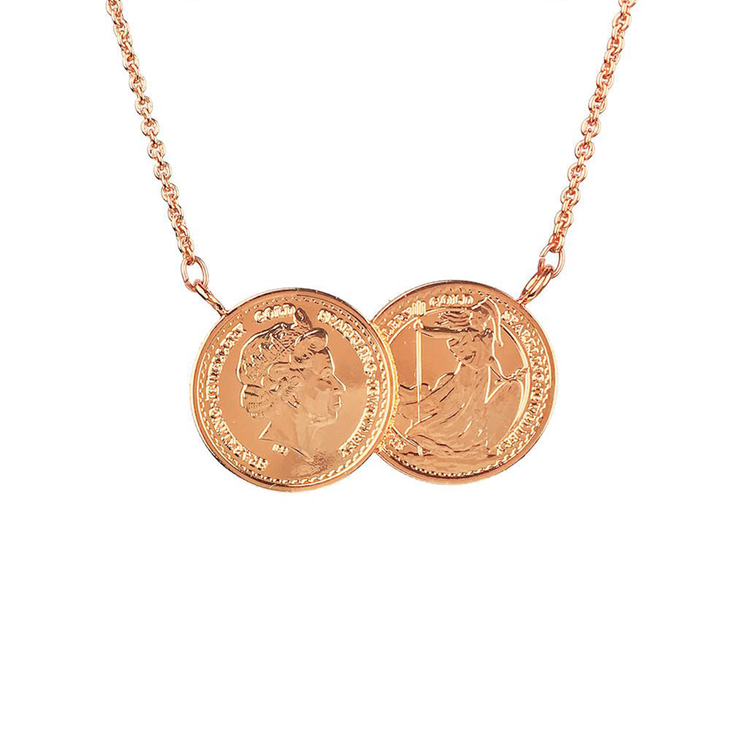 Double coin necklace rose best sale gold